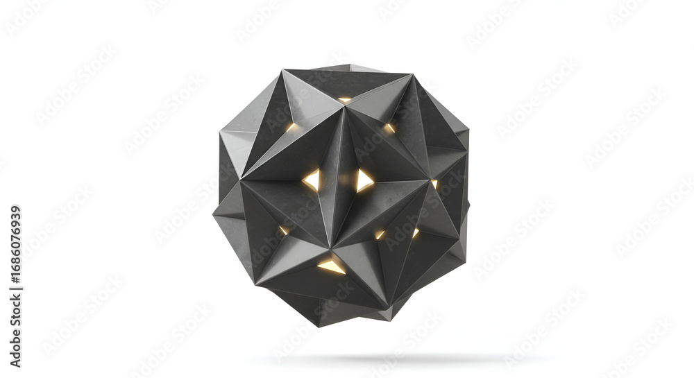 Fototapeta premium Abstract polygon object with sharp geometric shapes on a white background