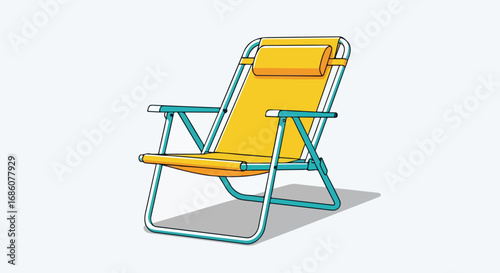 Whimsical beach chair illustration beckons relaxation and summertime vibes inviting thoughts of serene coastal days and carefree moments under sun