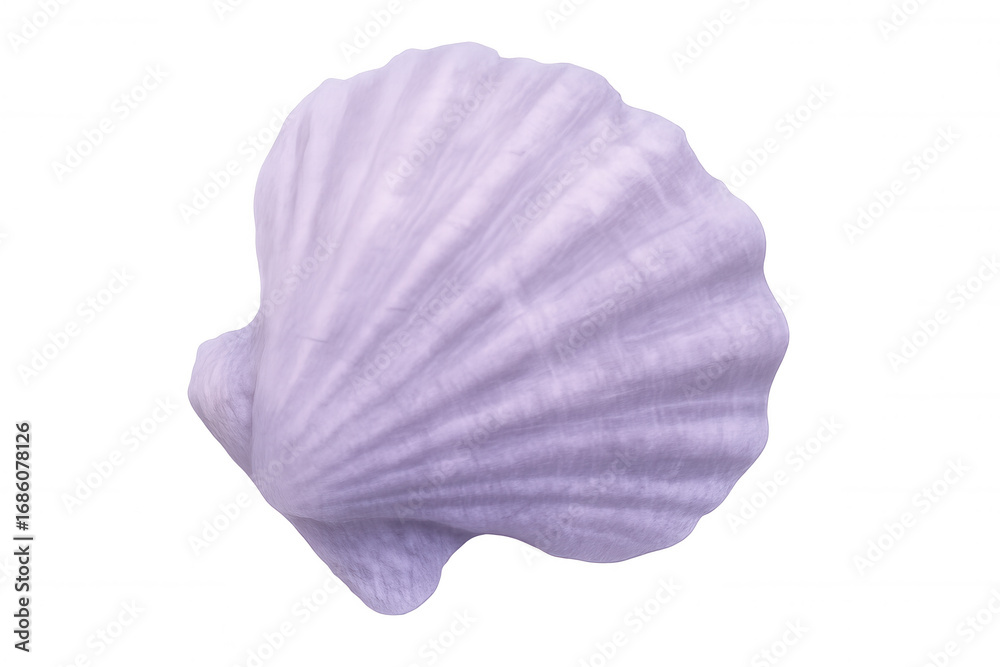 Fototapeta premium Studio shot of a purple scallop shell on a transparent background, highlighting its delicate ridges and natural beauty