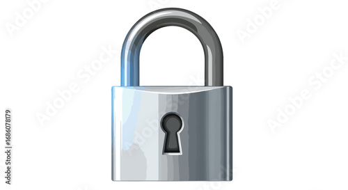Metallic padlock graphic, conveying concepts of security, privacy, and digital protection with a contemporary design, offering visual solutions