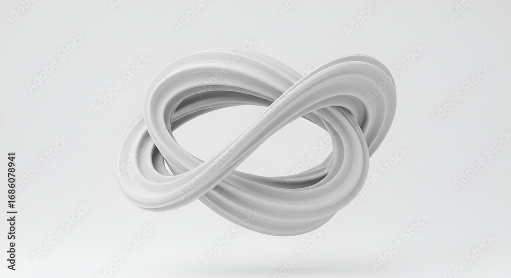 Fototapeta premium Elegant 3D Rendering of a Modern White Abstract Knot Shape on Light Background