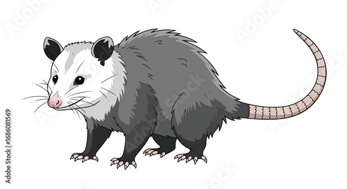 Adorable illustrated animal hybrid combining features of a ferret and a rat with realistic fur textures and playful posture illustrating a fictional