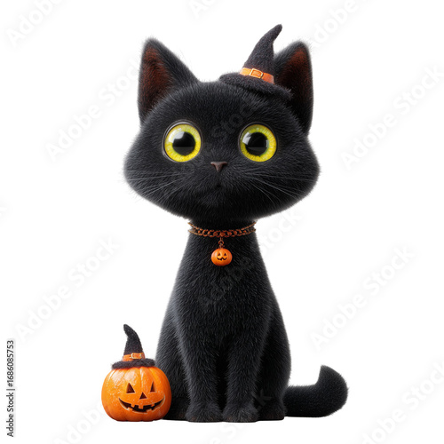 Cute black cat in Halloween costume