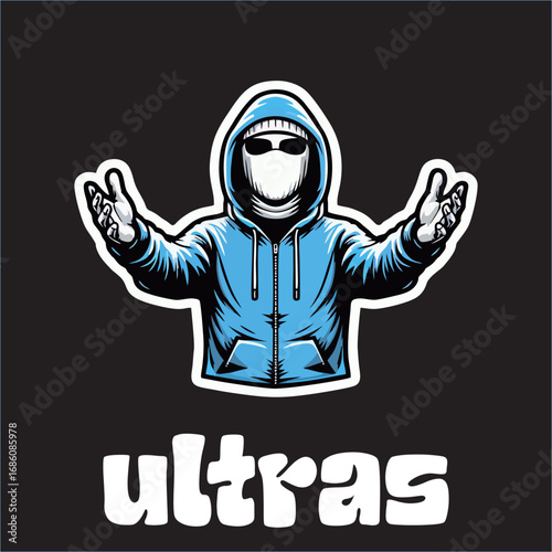 illustration vector graphic of Football fans ultras hooligan design for logo, t-shirt, etc