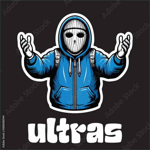illustration vector graphic of Football fans ultras hooligan design for logo, t-shirt, etc