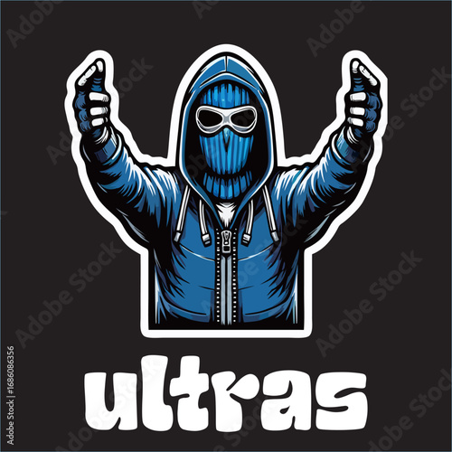illustration vector graphic of Football fans ultras hooligan design for logo, t-shirt, etc
