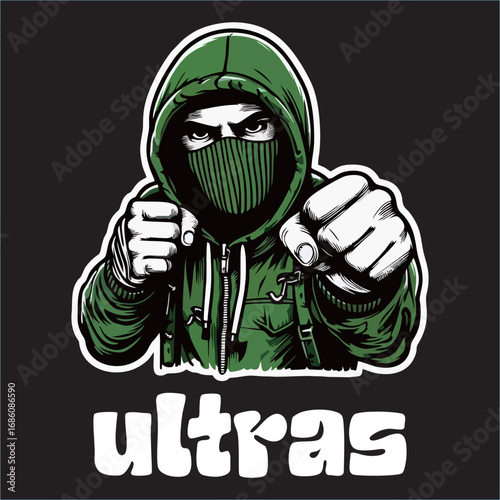 illustration vector graphic of Football fans ultras hooligan design for logo, t-shirt, etc