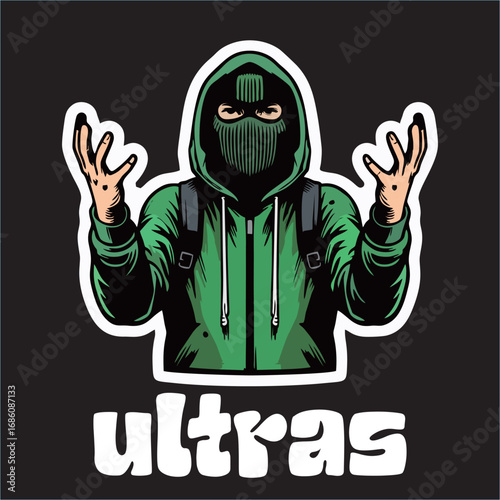 illustration vector graphic of Football fans ultras hooligan design for logo, t-shirt, etc