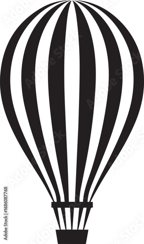 Hot Air Balloon Silhouette: A striking silhouette of a hot air balloon against a clear sky, representing travel and adventure, capturing the spirit of exploration.