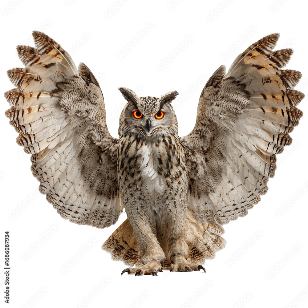 Obraz premium Majestic owl with wings spread wide