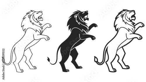 Roaring Lion Silhouette Variations standing regal