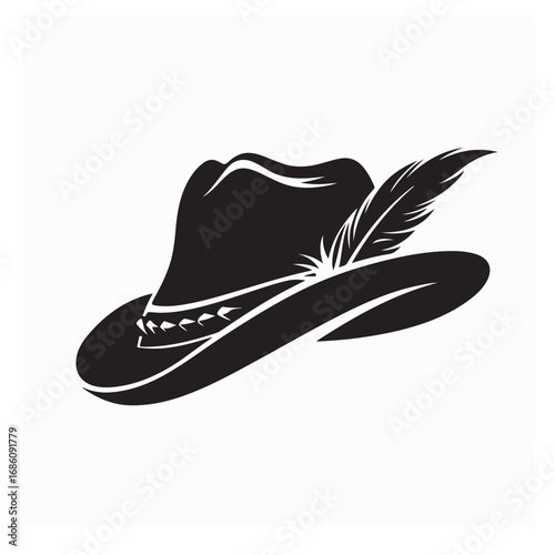Bavarian Feather Hat Logo – Simple Vector Design on white background