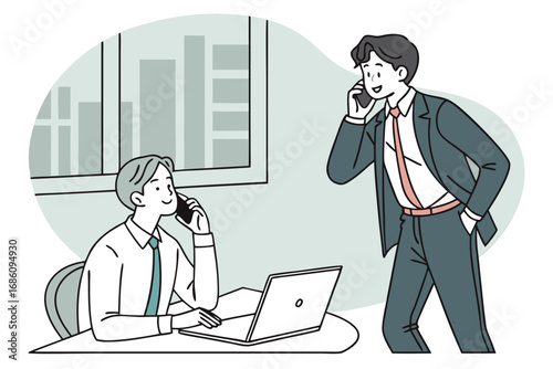 business people working, with office supplies around