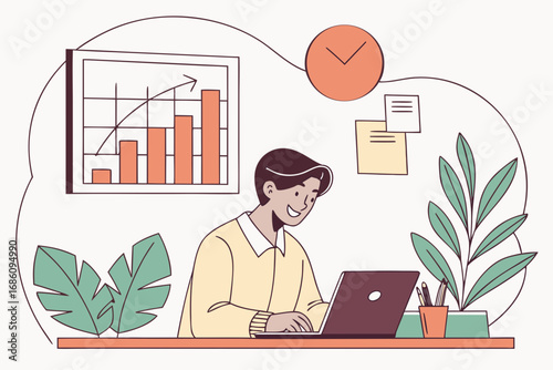 business people working, with office supplies around