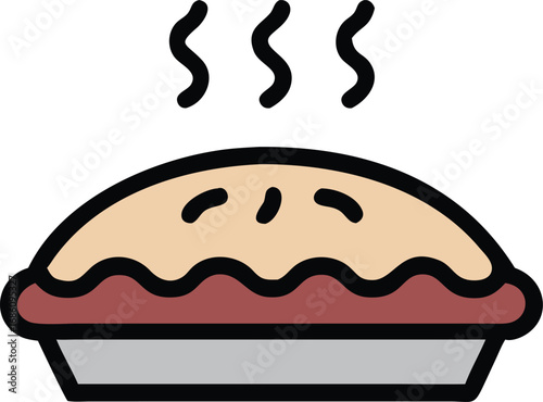 Pie icon featuring a steaming hot pie on top, symbolizing warmth and deliciousness.