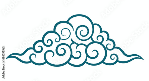 Vector illustration of stylized clouds in the sky, perfect for design projects needing a touch of Asian-inspired elegance, available as a high-resolution PNG file.