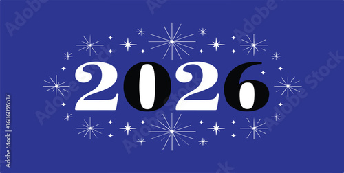 The year two thousand and twenty six with star accents
