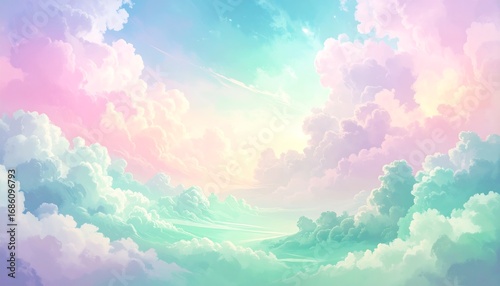 Pastel cloudscape, vibrant hues