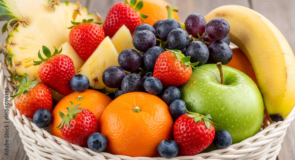 Obraz premium Fresh Fruit Basket: Vibrant Healthy Eating Delight