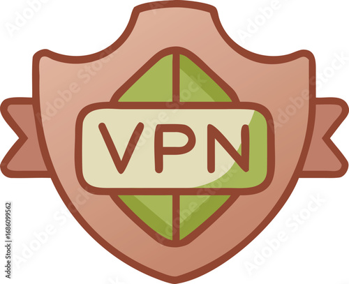 VPN shield icon representing online security and privacy protection.