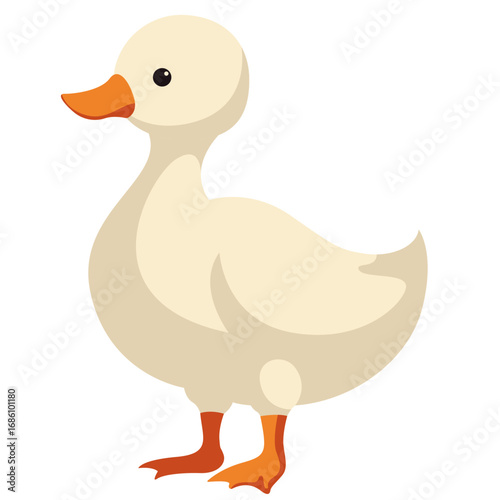 2d illustration cute baby duckling looking upward with an innocent expression, yellow feathers, flat vector design for children, learning, and storytelling content.
