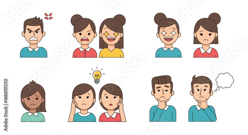 Diverse Emotions A Vector Illustration of Facial Expressions for Communication & Design