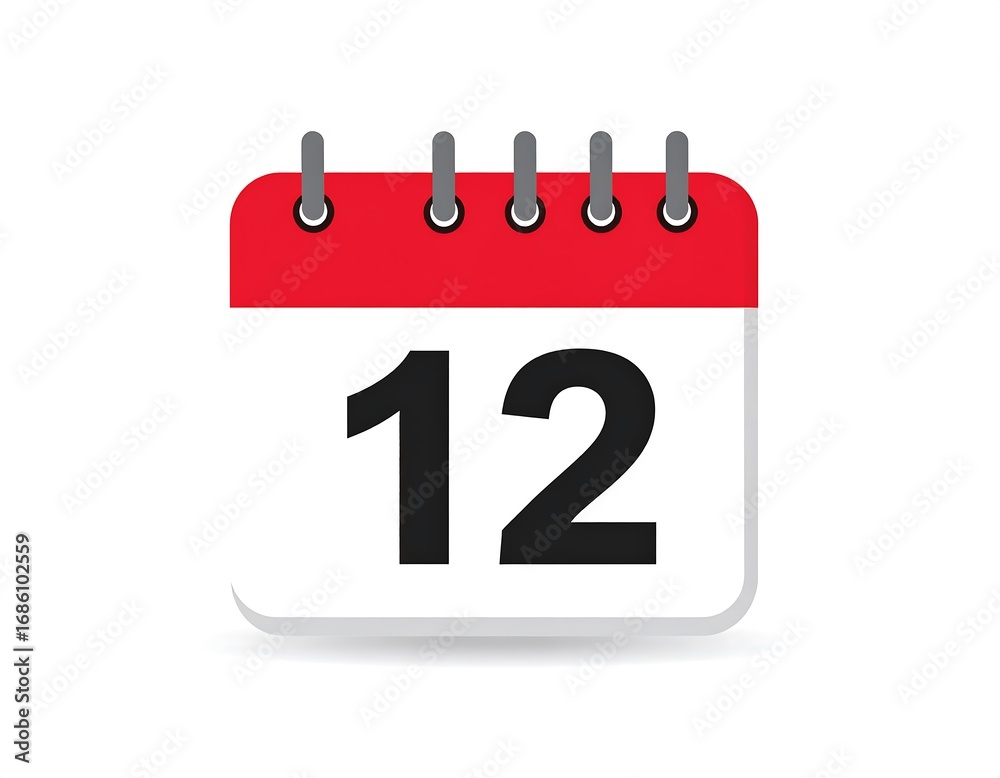Fototapeta premium Simple calendar icon with date 12