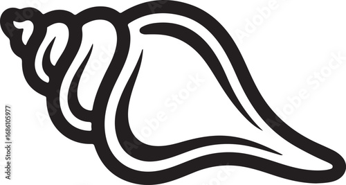 Elegant Conch Shell Vector Illustration Detailed Outline on White Background Marine Life Decor Beach Theme Design