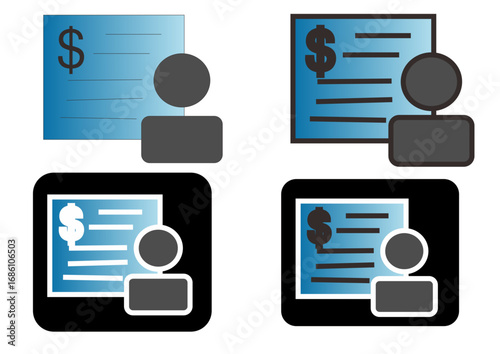 A collection of icons depicting personal finance concepts, including receiving payments, managing bank accounts, and dealing with economic instability or a financial crisis