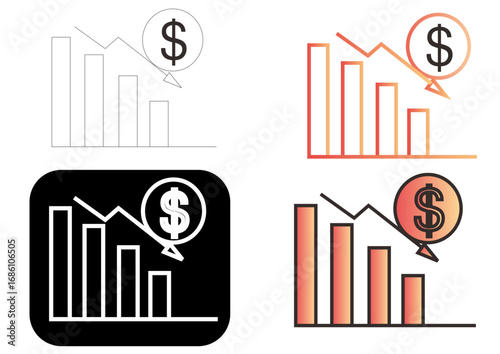 Stock Market Decline Vector Illustration of Falling Graph