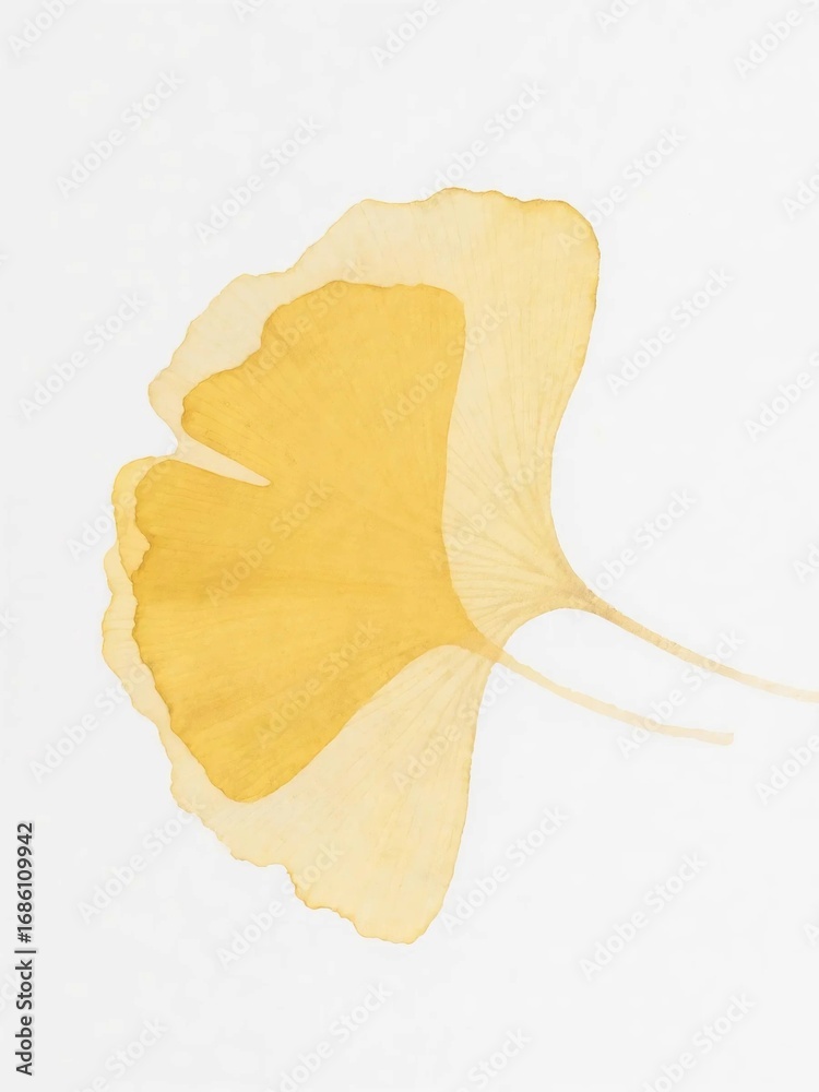 Naklejka premium Minimal ginkgo leaf on white background (botanical wall art)