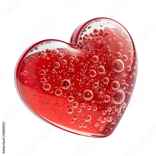Translucent Red Glass Heart: Symbol of Love and Affection on transparent background