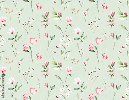 Delicate floral pattern on mint green