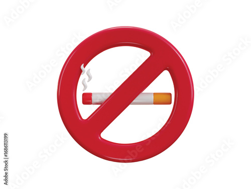 No smoking sign 3d render concept of banned on tobacco or cigar with cigarette smoke icon vector illustration
