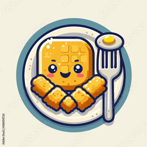 flat illustration of delicious nuggets