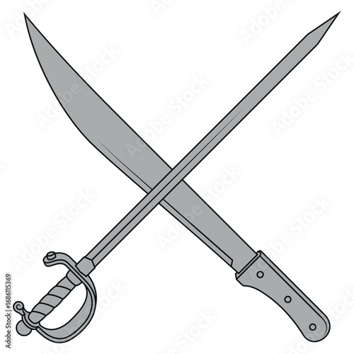 Machete and sword Cold weapon with metal blade