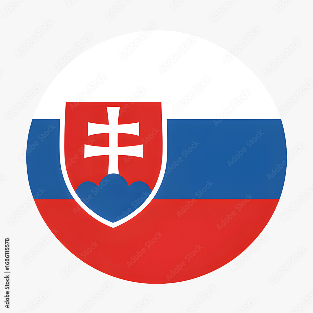 Fototapeta premium Vibrant Slovakia flag button icon for national pride and patriotic celebrations or events, a symbol of Slovakian heritage and culture