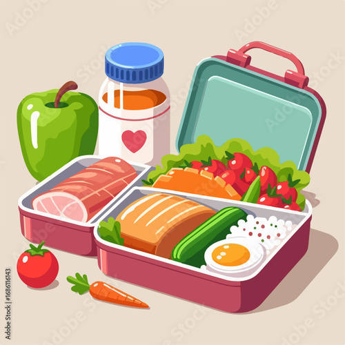 flat illustration of food supplies