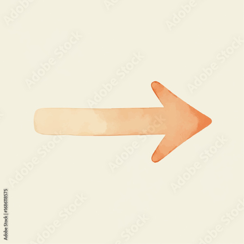 Watercolor style arrow pointing right on a light beige background representing direction concept