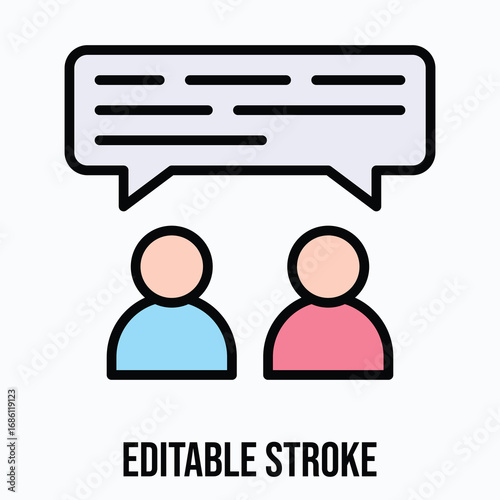 People Conversation Chat Isolated Vector Lineal Color Style Icon, Editable Stroke