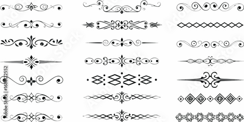 Collection of elegant black decorative ornate flourishes and ornaments for design elements