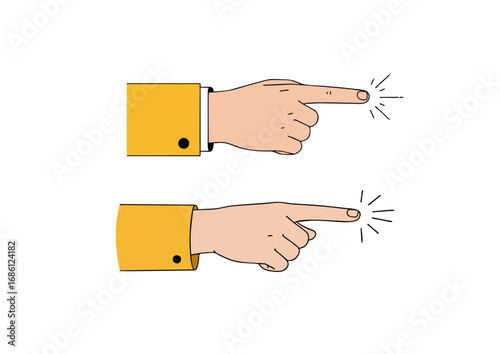 Hands Pressing Buttons Flat Vector Illustration of a Finger Activating a Switch