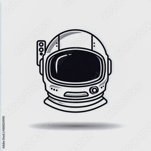 Wallpaper Mural minimal astronaut helmet outline logo, clean vector line art, futuristic space design with subtle shadow on white background Torontodigital.ca