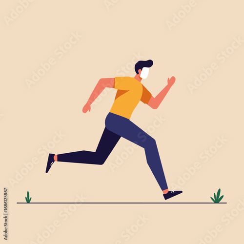 A stylized illustration of a man running, emphasizing motion and fitness.