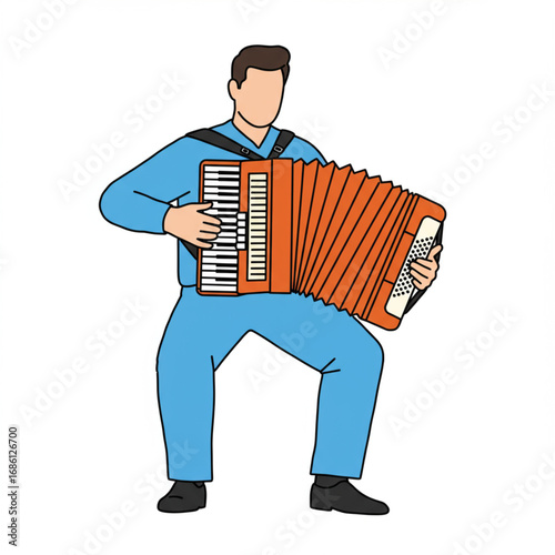 Man Playing an Accordion A Simple Illustration of a Musician in Action