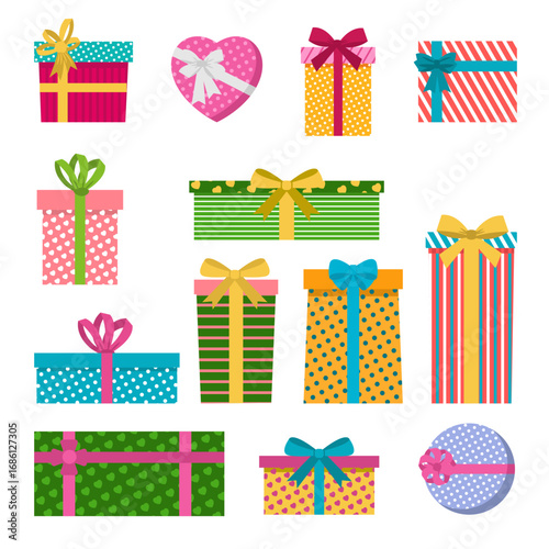 Present icon gift birthda. Gift box icon set. Flat style. vector illustration eps