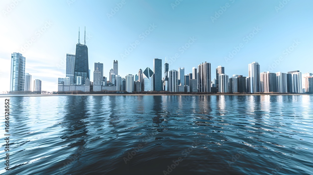 Fototapeta premium beautiful skyline view with city buildings 