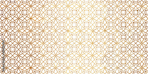 Elegant golden geometric pattern with repeating lattice overlay on white background