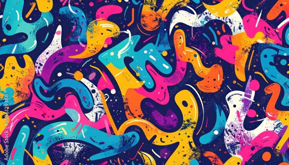 Fototapeta premium Vibrant Abstract Colorful Pattern with Fluid Shapes and Textures