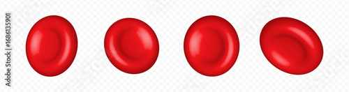 red blood cells. 3d microscopic red blood cells or erythrocyte vector set on transparent background.